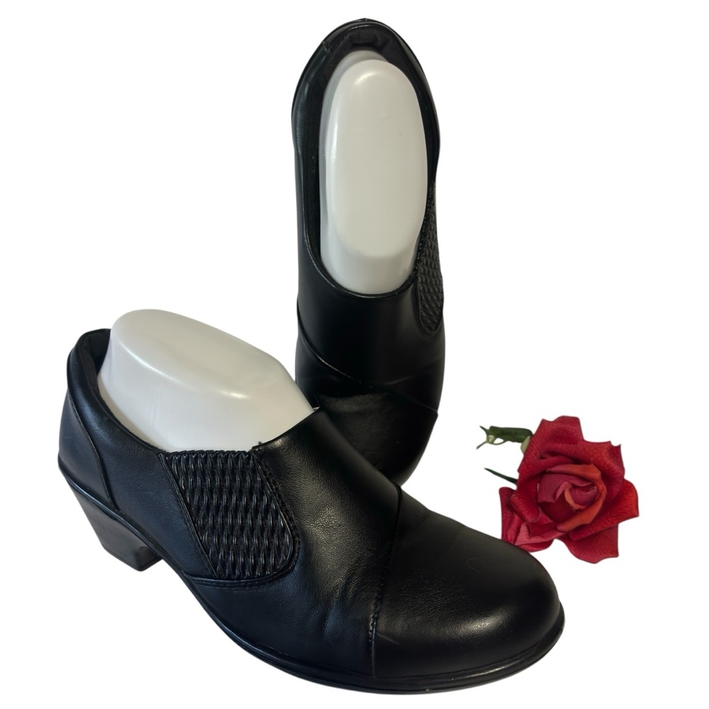 Jasmin Flair Black 8.5W Slip on Shoe loafers platform heel EUC